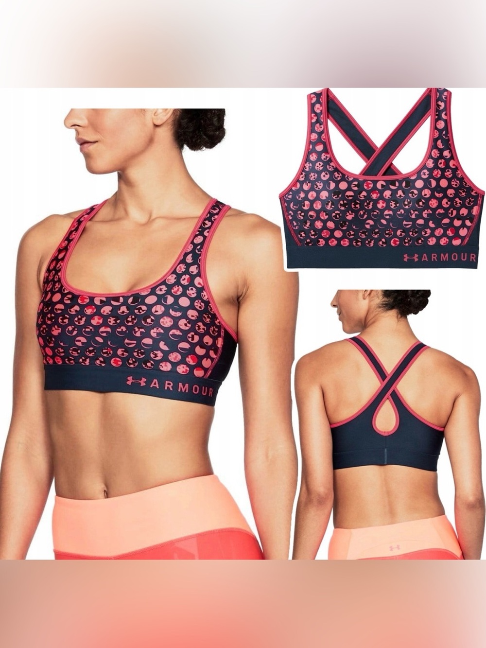 Under Armour Women's Mid Crossback Printed Sports Bra Medium Support XL